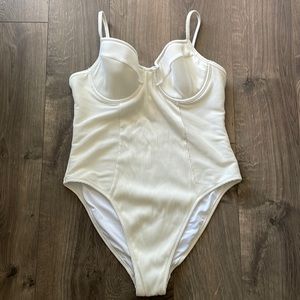 Textured-Rib High-Cut One-Piece Swimsuit